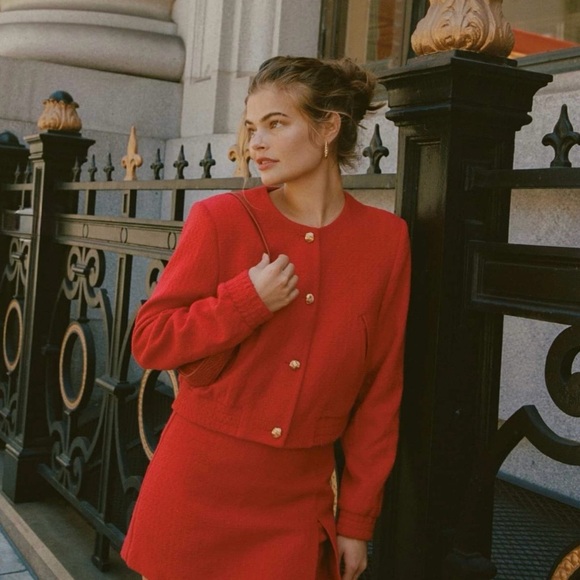 Vintage St. John Collection Red Santana Knit Suit